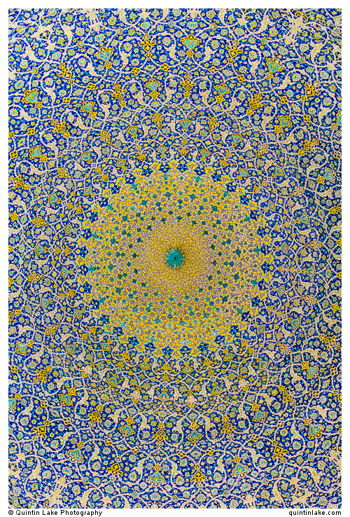 Dome of the main sanctuary. Imam Mosque (Masjed-e Imam), is a mosque in Isfahan, Iran standing in south side of Naghsh-i Jahan Square. Built 1611 - 1629. Architect: Shaykh Bahai