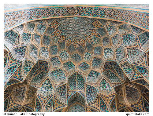 Detail view of khanqah portal; muqarnas semi-dome, Shaykh 'Abd al-Samad Mosque, Natanz, Iran.