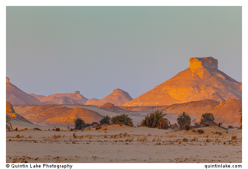 Monoliths (inselbergs) of the White Desert at sunset, Egypt