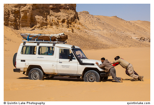 4x4 Landcruiser stuck in the sand in the Western Desert, Egypt