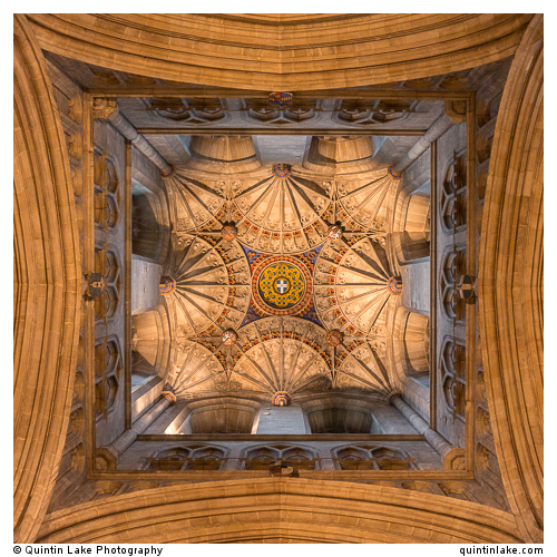 Canterbury Cathedral. The western crossing, with a view of the fan vaulting in the “Angel Steeple.”