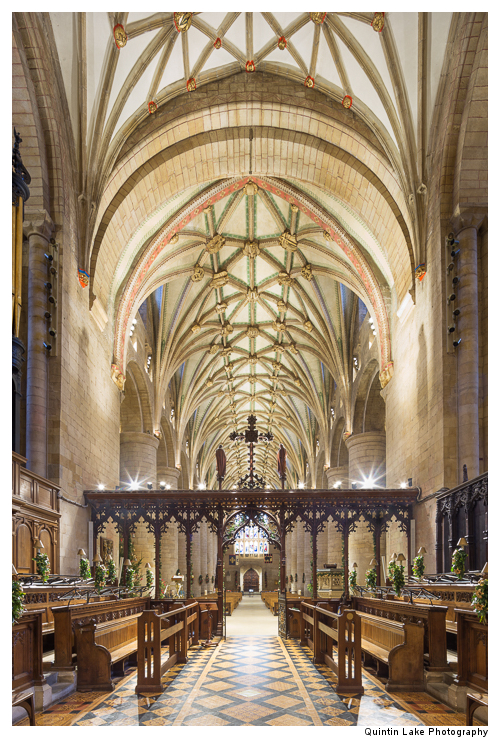 Rood screen and nave looking west from the choir