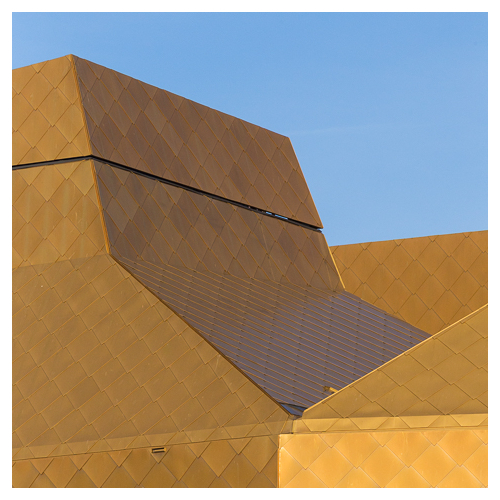 The Hive housing the Worcester Library, Clad in Golden Copper ti