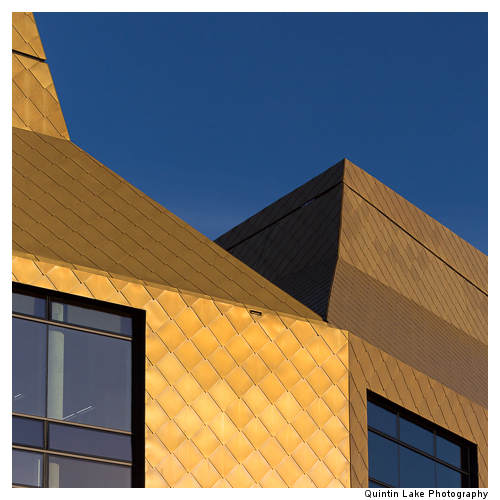 The Hive housing the Worcester Library, Clad in Golden Copper ti