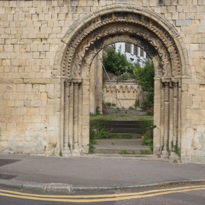 Norman arch of WW2 damaged, St James Church Dover Kent built c. 1070.