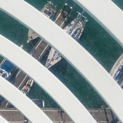 Gunwharf Quays from Spinnaker Tower, Portsmouth, Hampshire.