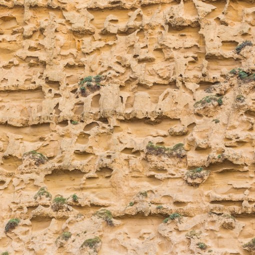 Alternating strata of Bridport Sands and Inferior Oolite, East Cliff, West Bay, Dorset.