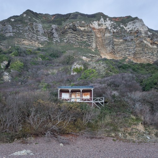 Beach hut, Hooken Cliffs, Devon.