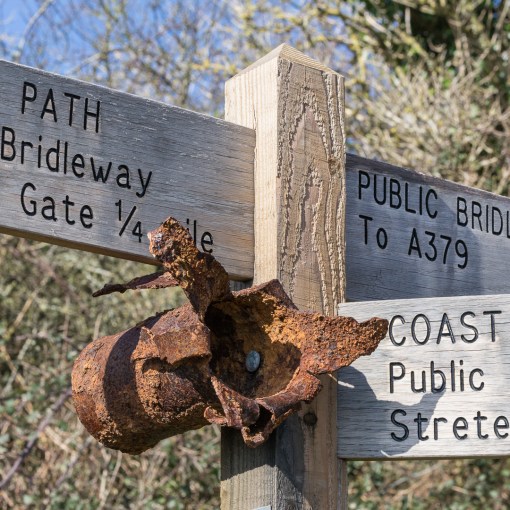 Remains of a rocket used during Exercise Tiger in April 1944 when Slapton Beach was used as a practice for the Normandy landings, Devon.