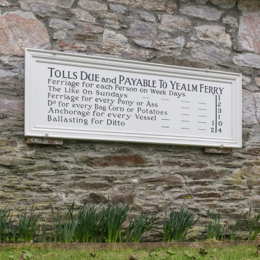Yealm Ferry Tolls, Devon.