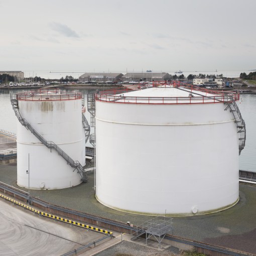 Oil Storage Tanks by the Cattewater, Plymouth, Devon.