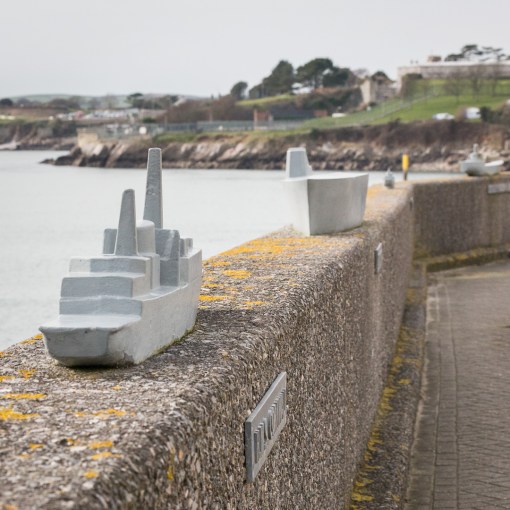 Wall of warships, West Hoe, Plymouth, Devon.
