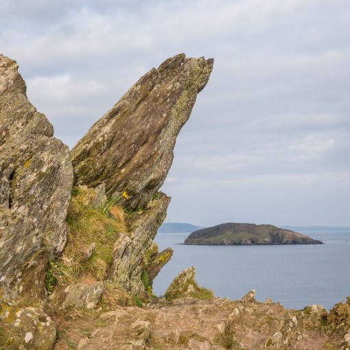 St George’s Island from Bridge Rocks, Cornwall.