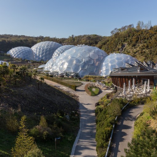 The Eden Project Biomes located in a disused China Clay quarry, Cornwall.