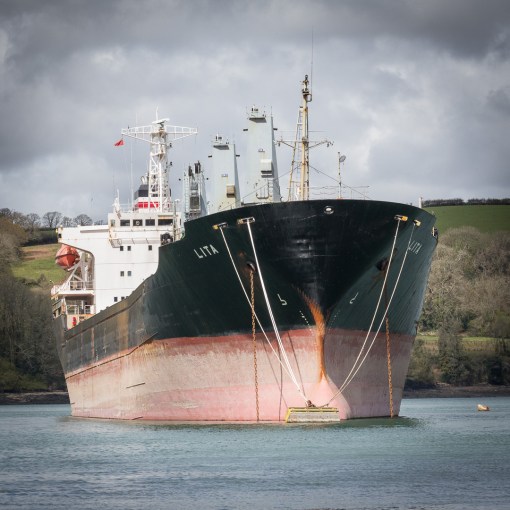 Lita, Bulk Carrier moored in the River Fal, Cornwall.