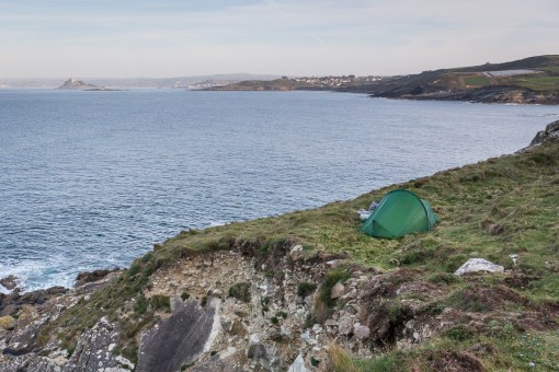 Camp, Cudden Point with St Michael’s Mount beyond, Cornwall.