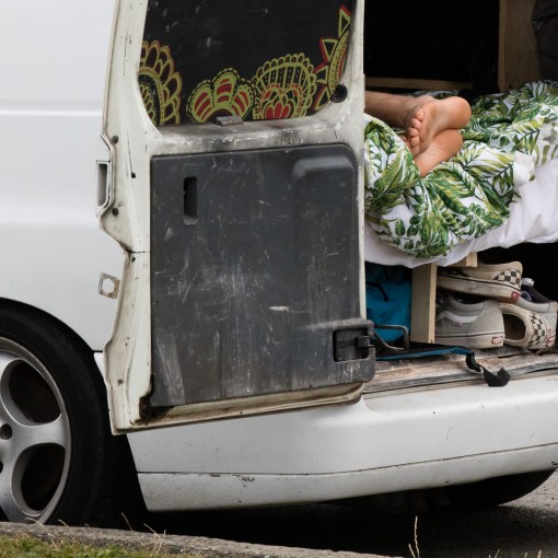 Surf van, Fistral Beach, Newquay, Cornwall.