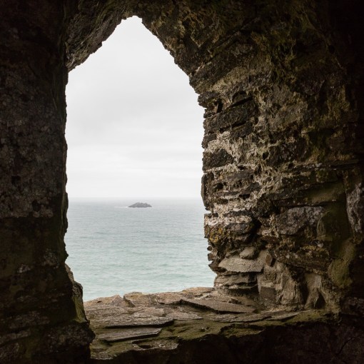 Newland island from Stepper Point daymark, Cornwall.