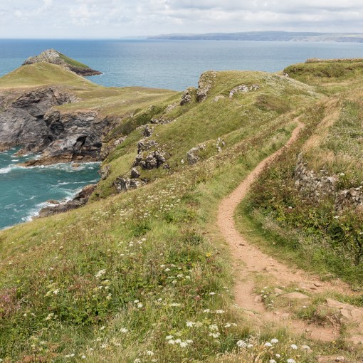 Coast path to The Rumps, an iron age fort, Cornwall.