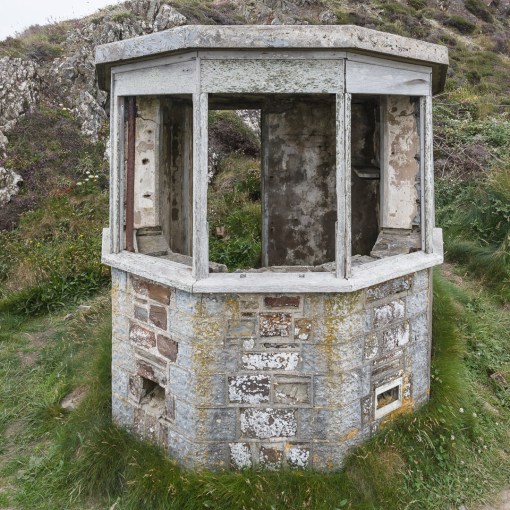 Ruined coast guard lookout on Higher Sharpnose point, Cornwall.