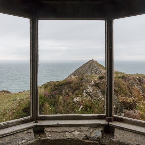 Interior of ruined coast guard lookout on Higher Sharpnose point, Cornwall.