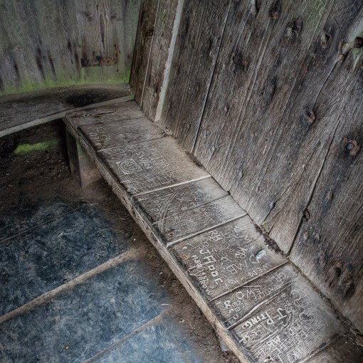Hawker’s Hut interior, built from driftwood and timber retrieved from shipwrecks, Cornwall.