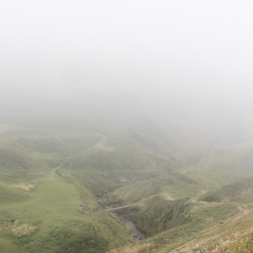 Footbridge on the Cornwall / Devon border, Marsland Mouth, Devon.