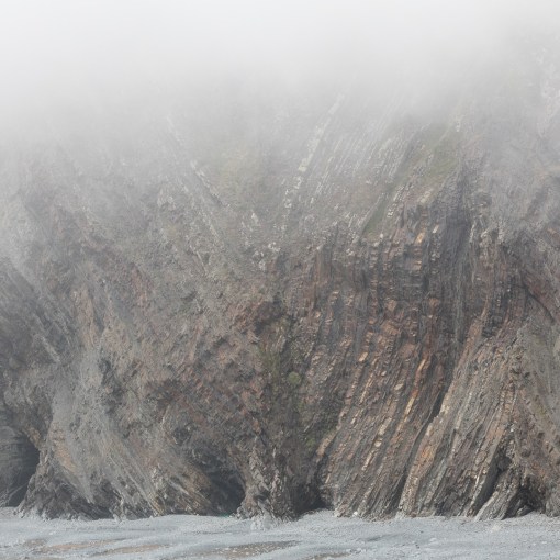 Warren Cliff in Mist from Hartland Quay, Devon.