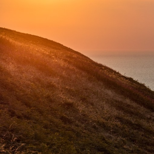 Last light, Baggy Point, Devon,