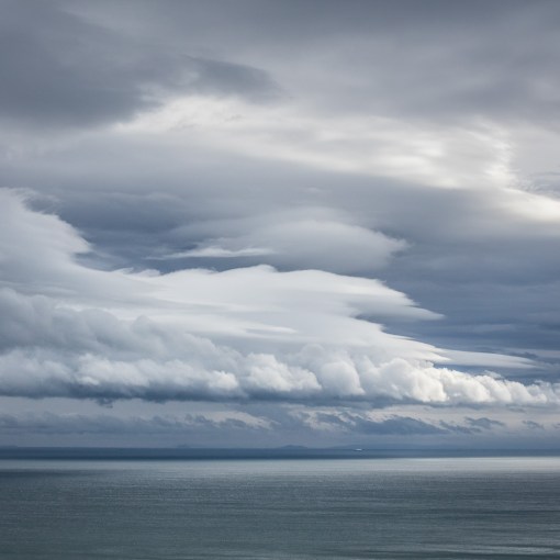 Weather front above Steep Holm and Brean Down from Exmoor, Somerset.