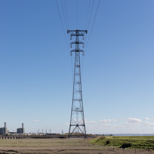 Pylon crossing the River Usk, Newport, Gwent.
