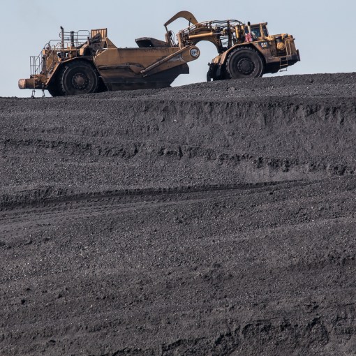 Coal Bowl Scraper on coal stockpile, Aberthaw Power Station, Glamorgan.