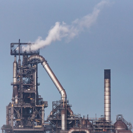 No.5 Blast furnace &amp; hot air stoves, Tata Steelworks, Port Talbot, Glamorgan.