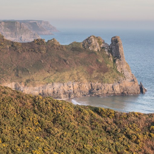 Great Tor &amp; Gower headlands towards Swansea, Glamorgan.