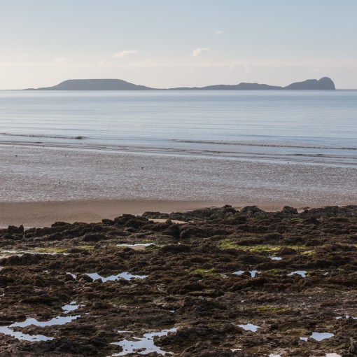 Worm’s Head from Spaniard Rocks, Gower, Glamorgan.