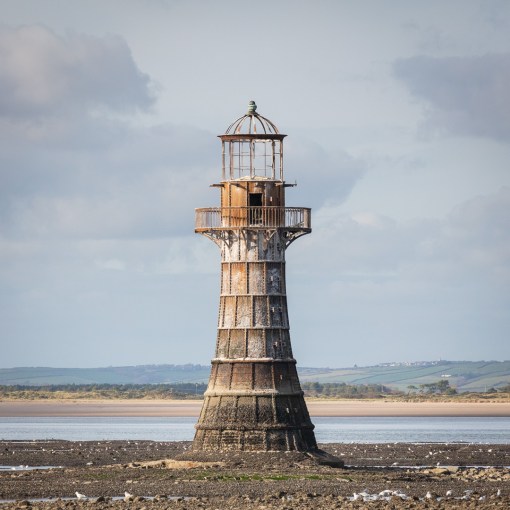 Whiteford Point Lighthouse III, a cast-iron lighthouse built in 1865 to a design by John Bowen, Gower, Glamorgan.