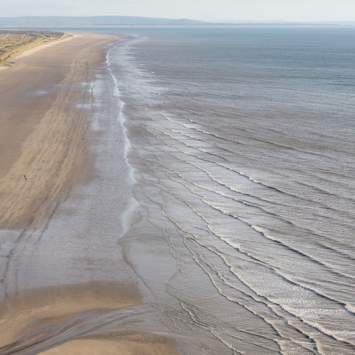 Pendine Sands where in 1924 Malcolm Campbell set a world land speed record of 146.16 mph in his Sunbeam 350HP car Blue Bird, Dyfed.