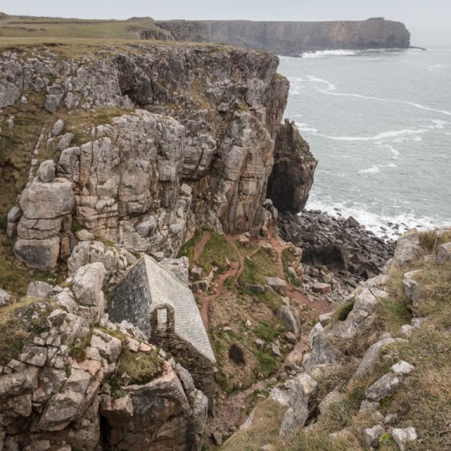 St Govan’s Chapel, built above a hermitage cell in the 14th century, Dyfed.