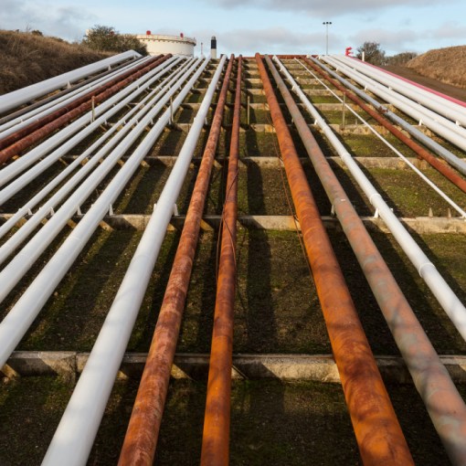 Pipelines, Dragon LNG Terminal, Milford Haven, Pembrokeshire.